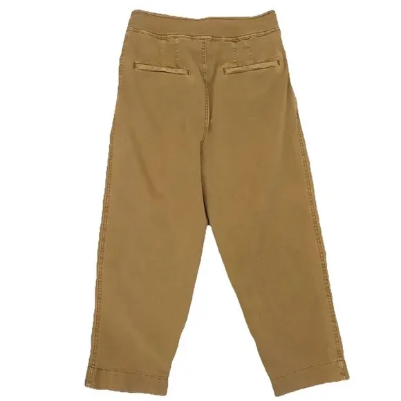 Free People Yellow Pleated Cotton Cropped Denim Casual Pants NWOT 12 - Picture 4 of 10